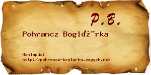 Pohrancz Boglárka névjegykártya